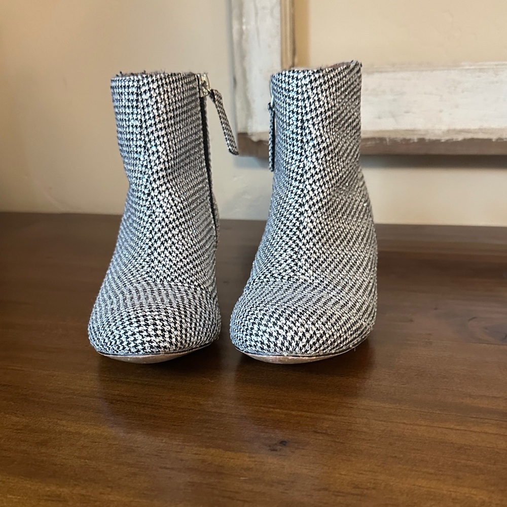 Kurt Geiger Black and White Houndstooth Ankle Boots